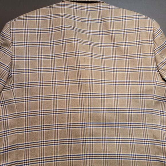 Alan Flusser Mens Paisley Lined 2-Button Blazer Jacket Beige Brown Checked EUC - Picture 9 of 13